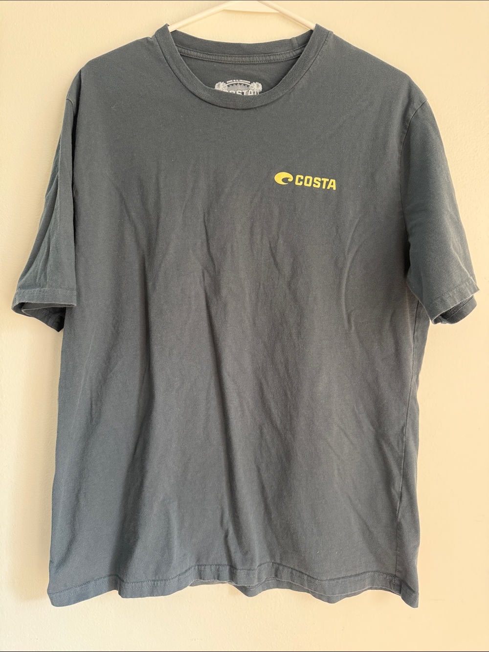 Costa Men's Short-Sleeve Tee in Charcoal with Yellow Logo